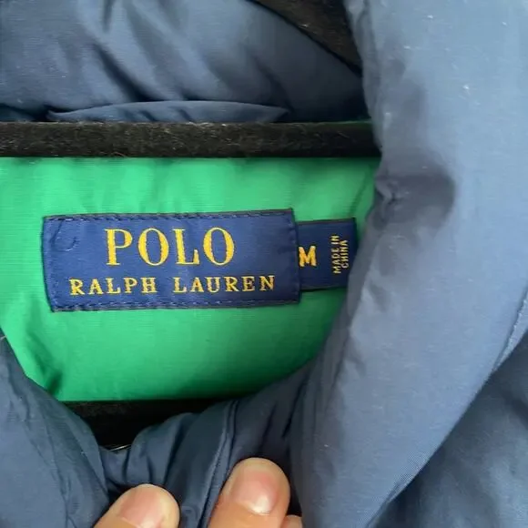 Polo Ralph Lauren duck down mock neck snap front puffer winter coat sz M